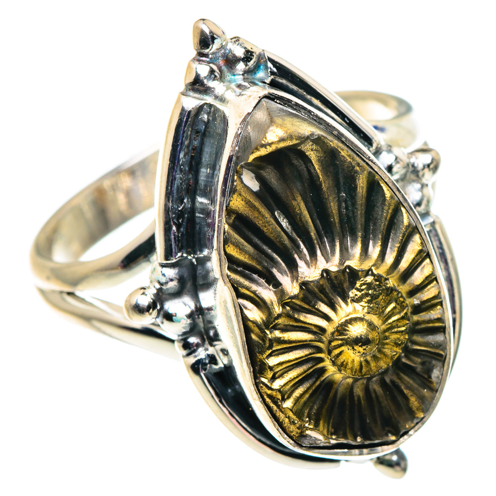 Pyrite Sea Shell Rings handcrafted by Ana Silver Co - RING92565