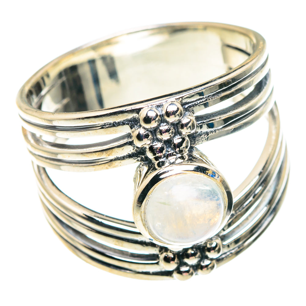 Rainbow Moonstone Rings handcrafted by Ana Silver Co - RING92575