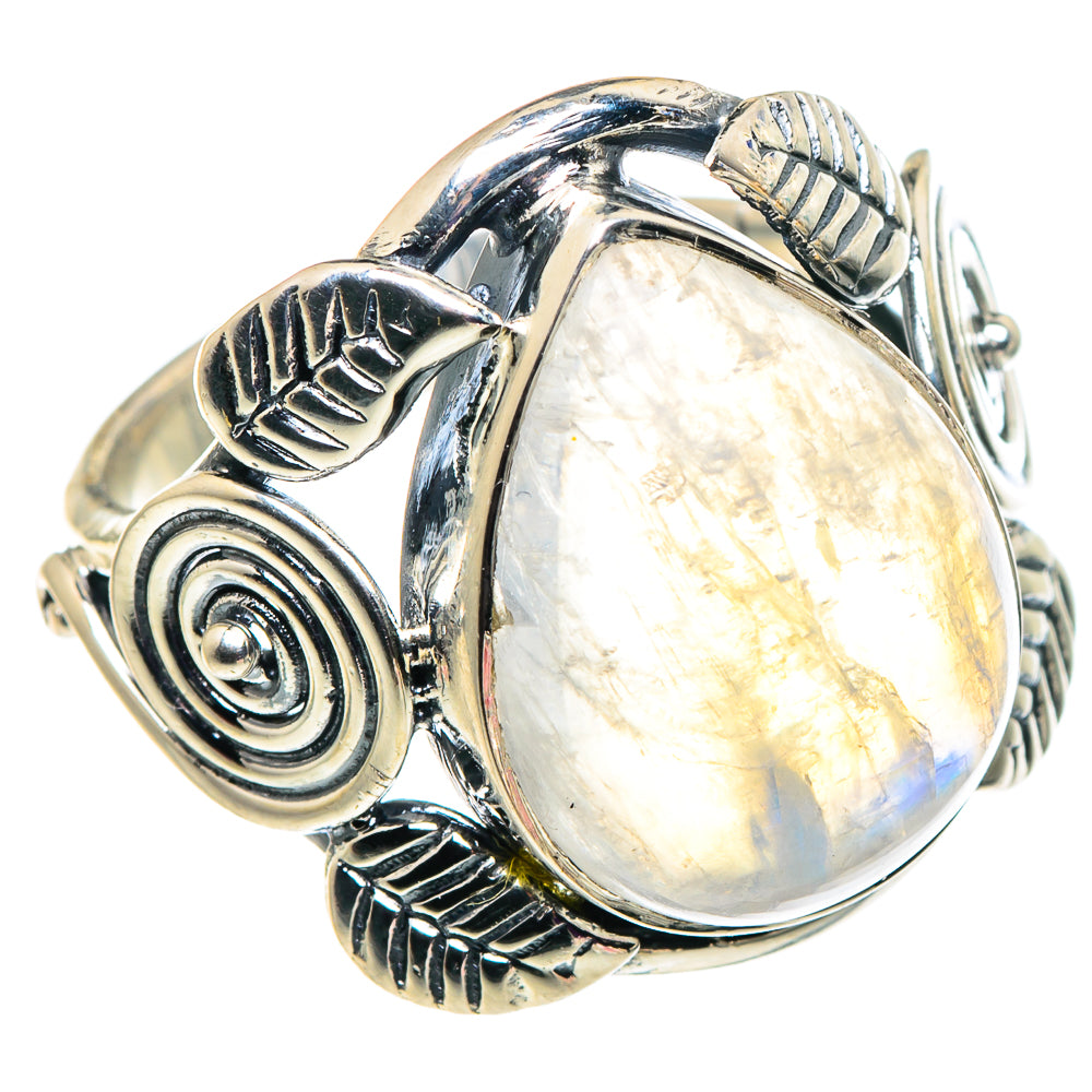 Rainbow Moonstone Rings handcrafted by Ana Silver Co - RING92576
