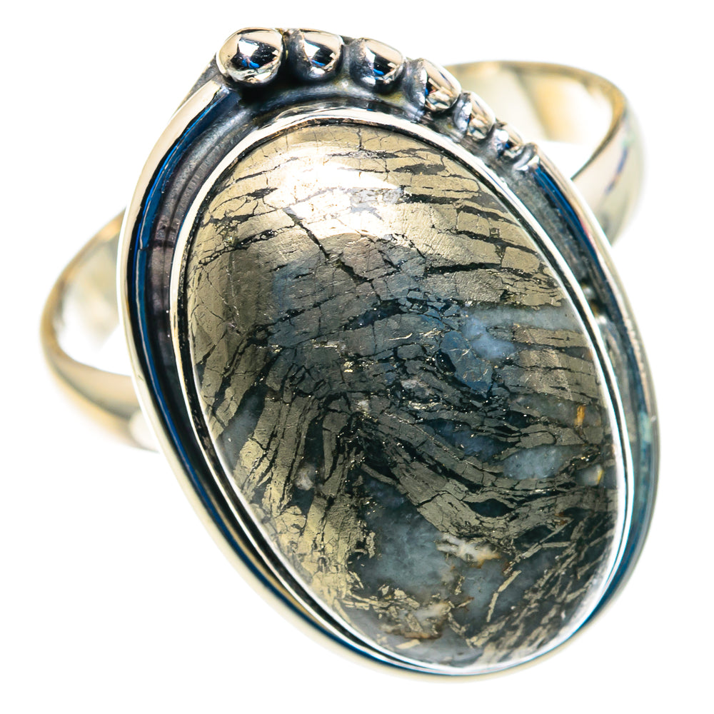 Pyrite Agate Rings handcrafted by Ana Silver Co - RING92736