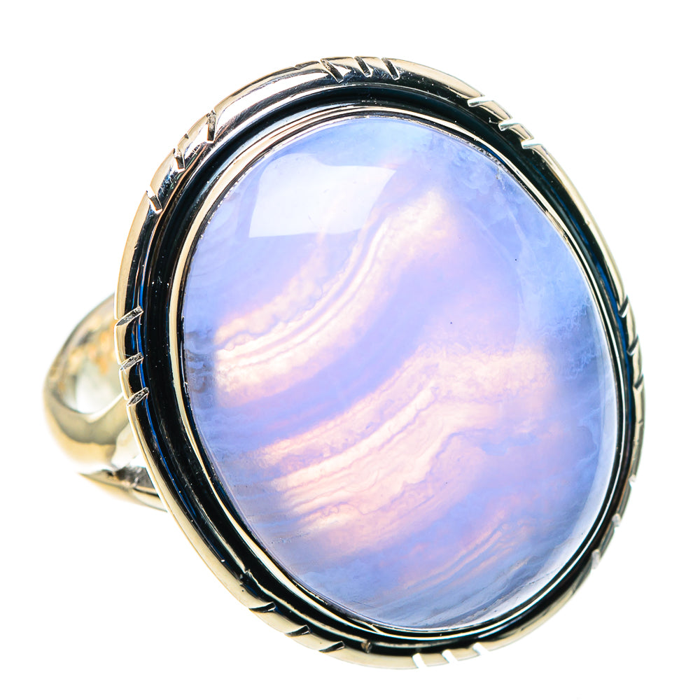 Blue Lace Agate Rings handcrafted by Ana Silver Co - RING92964