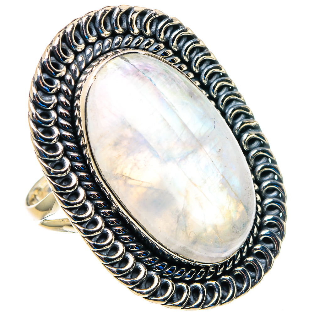 Rainbow Moonstone Rings handcrafted by Ana Silver Co - RING92981