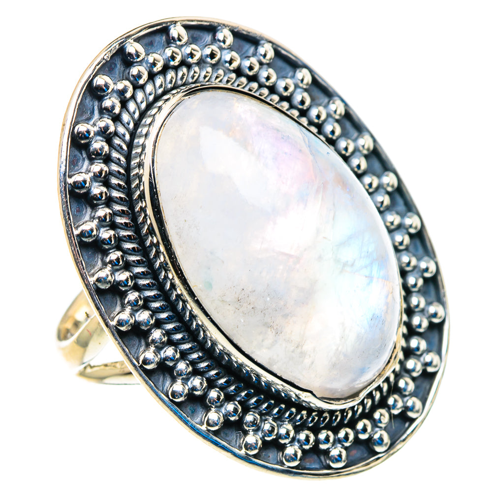Rainbow Moonstone Rings handcrafted by Ana Silver Co - RING92999