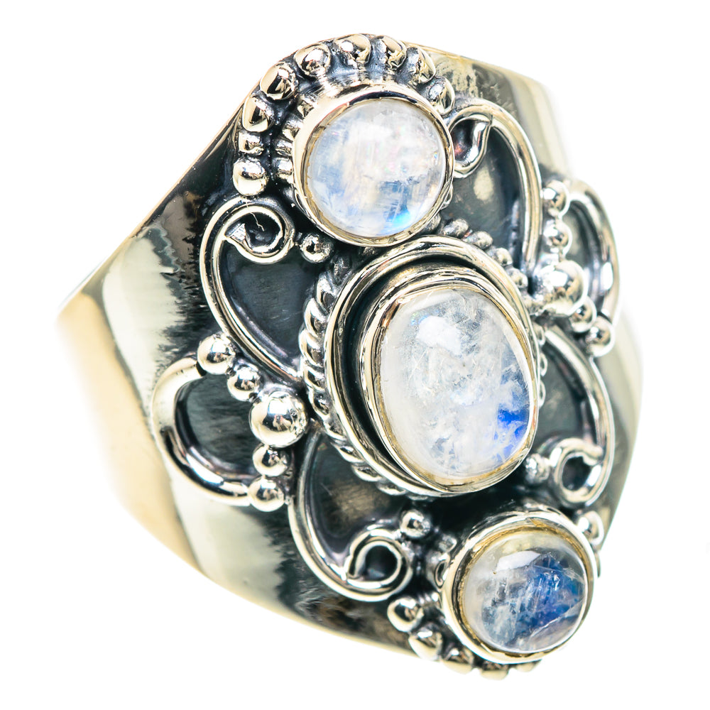 Rainbow Moonstone Rings handcrafted by Ana Silver Co - RING93134