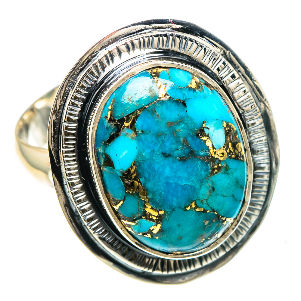 Blue Copper Composite Turquoise Rings handcrafted by Ana Silver Co - RING93141