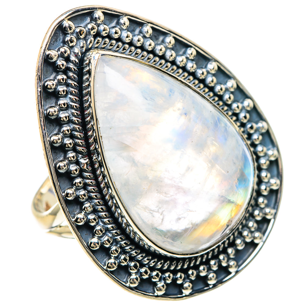 Rainbow Moonstone Rings handcrafted by Ana Silver Co - RING93232