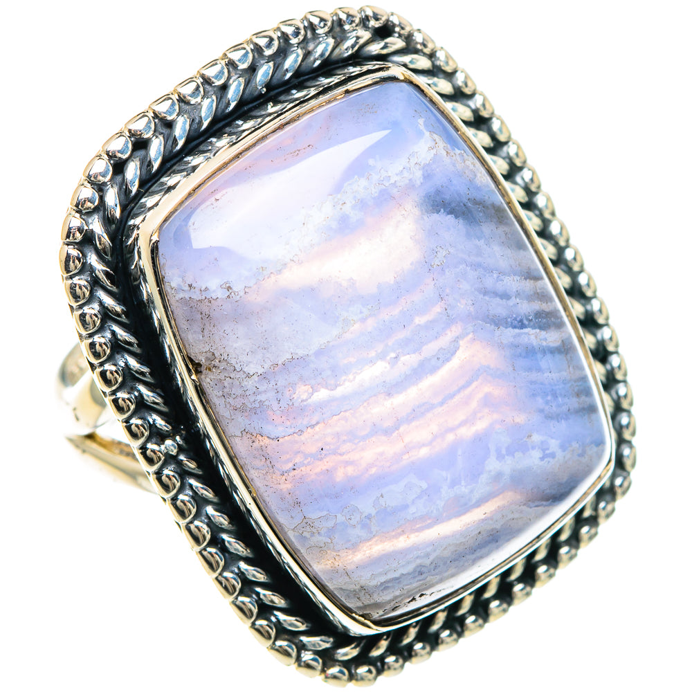 Blue Lace Agate Rings handcrafted by Ana Silver Co - RING93233