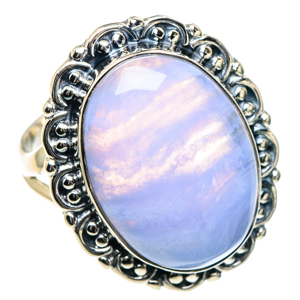 Blue Lace Agate Rings handcrafted by Ana Silver Co - RING93338