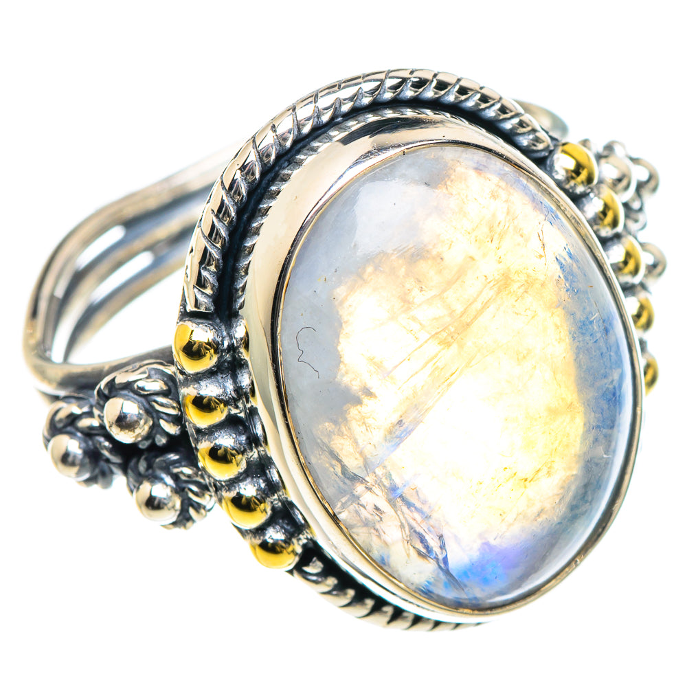 Rainbow Moonstone Rings handcrafted by Ana Silver Co - RING93411