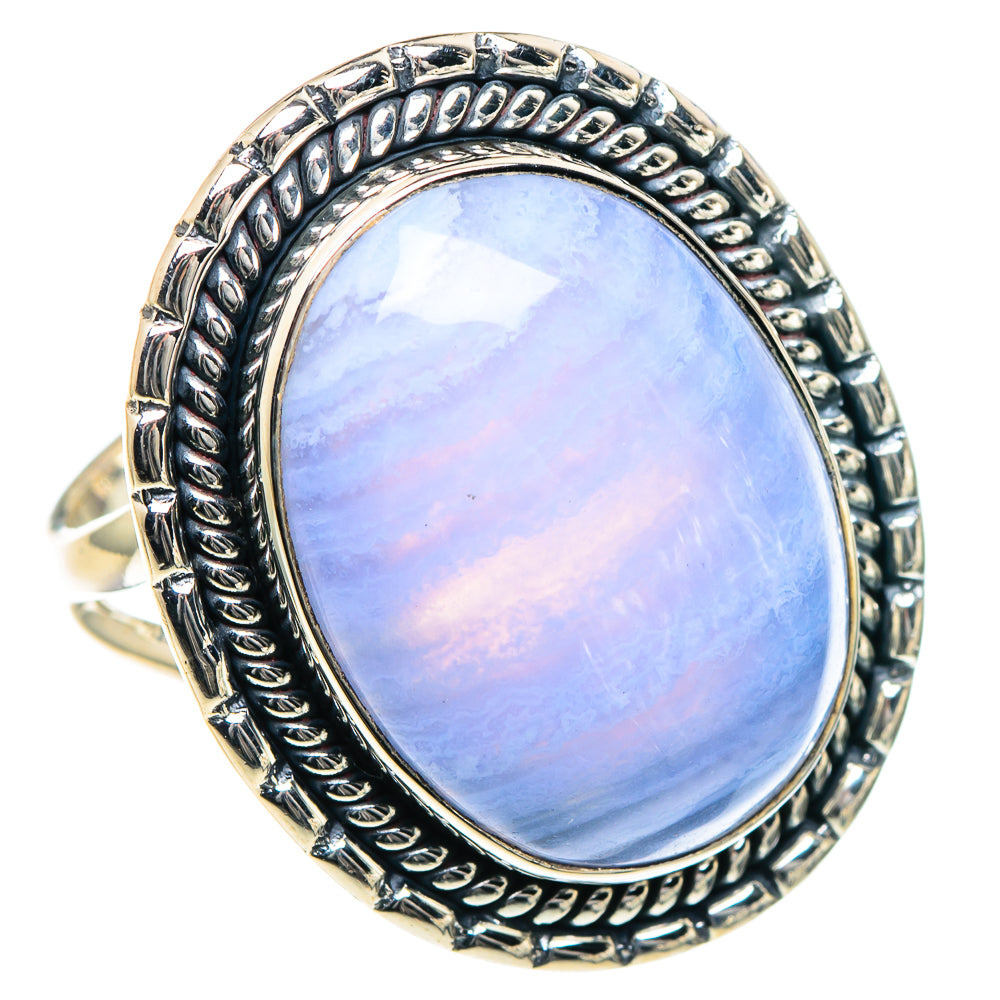 Blue Lace Agate Rings handcrafted by Ana Silver Co - RING93467