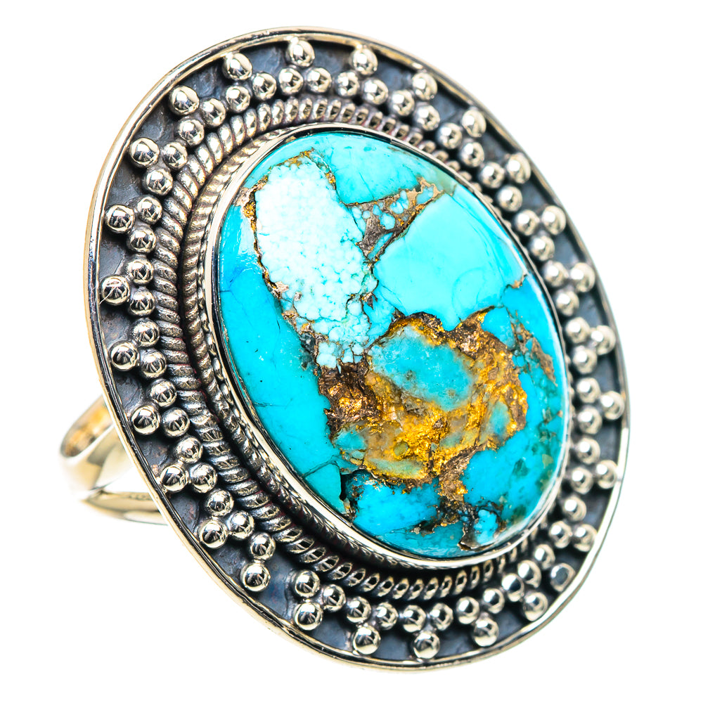 Blue Copper Composite Turquoise Rings handcrafted by Ana Silver Co - RING93475