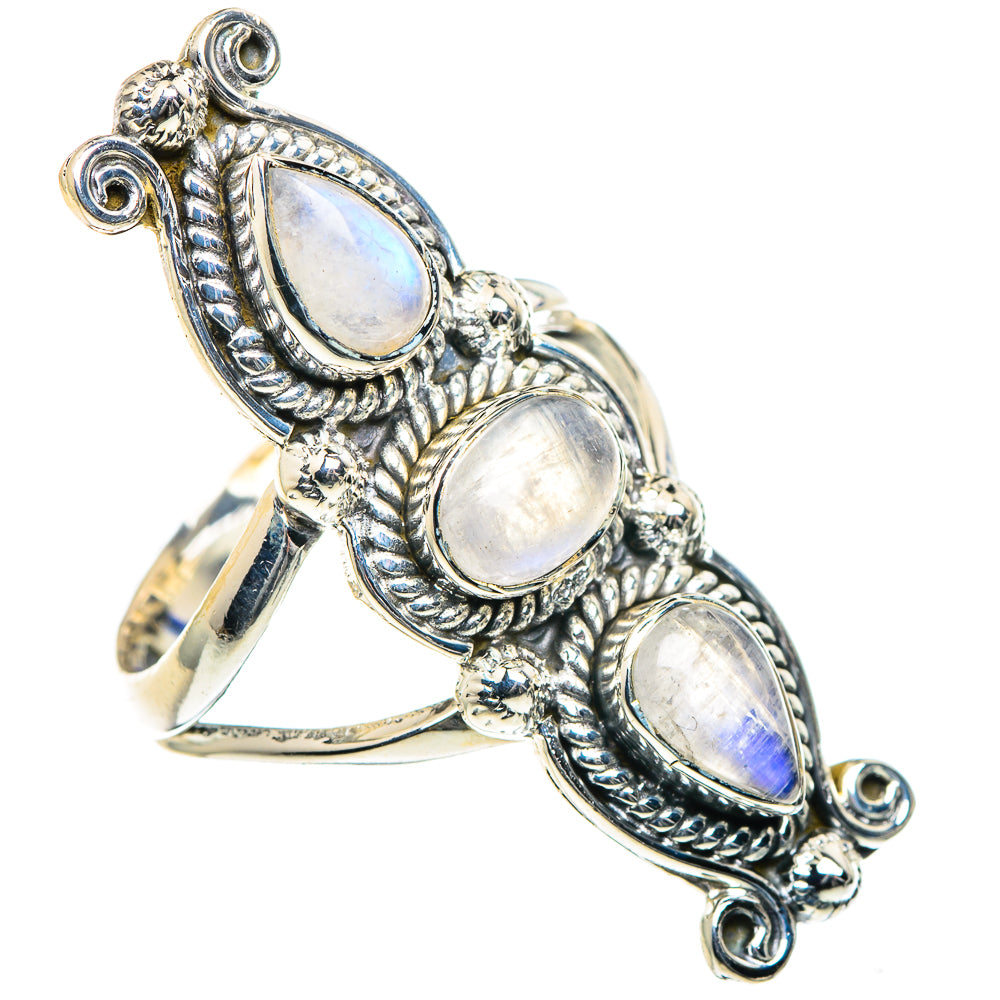 Rainbow Moonstone Rings handcrafted by Ana Silver Co - RING93537