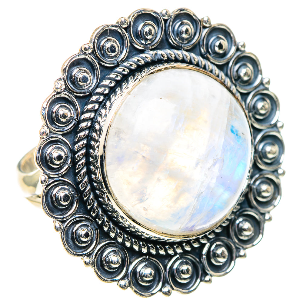 Rainbow Moonstone Rings handcrafted by Ana Silver Co - RING93557