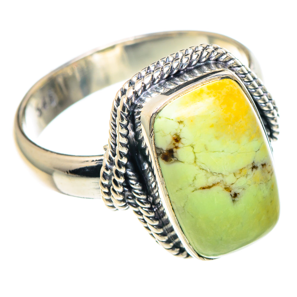Lemon Chrysoprase Rings handcrafted by Ana Silver Co - RING93685