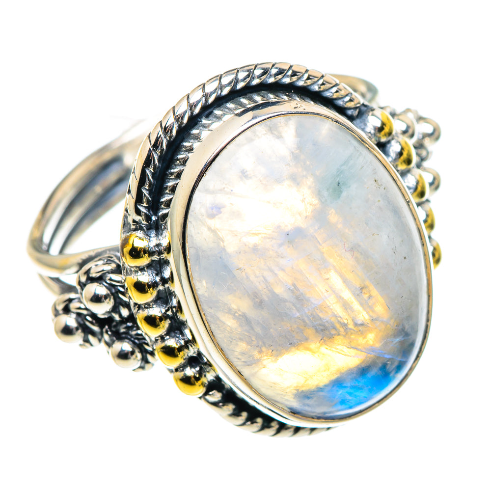 Rainbow Moonstone Rings handcrafted by Ana Silver Co - RING93776