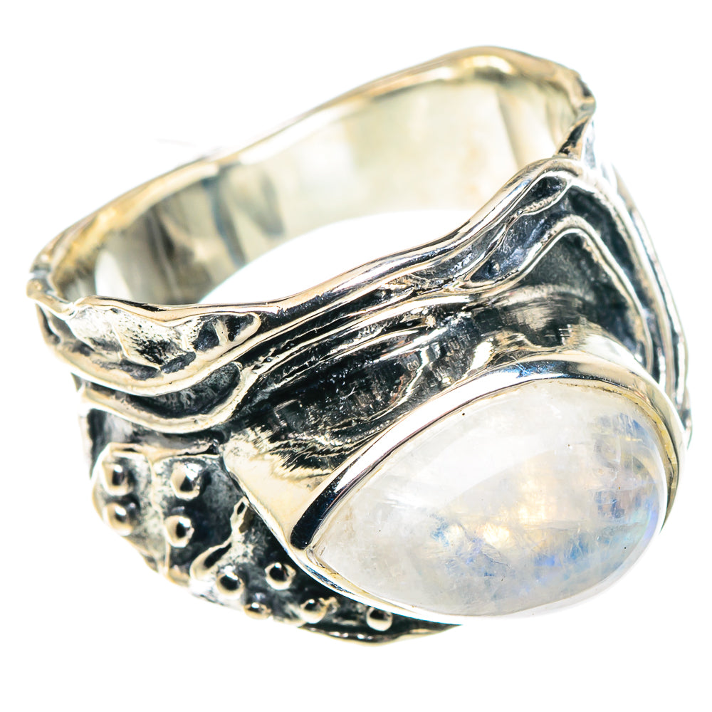Rainbow Moonstone Rings handcrafted by Ana Silver Co - RING93777