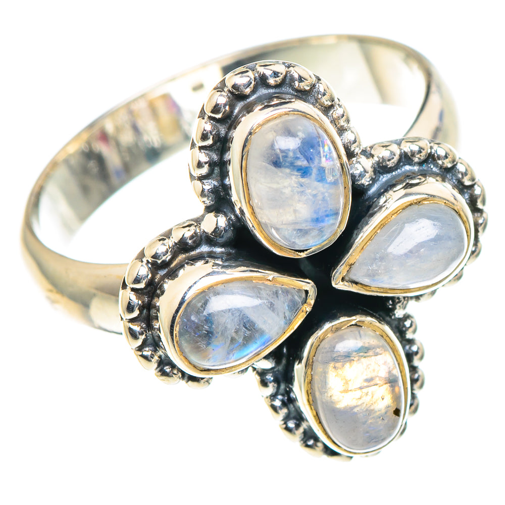 Rainbow Moonstone Rings handcrafted by Ana Silver Co - RING93779