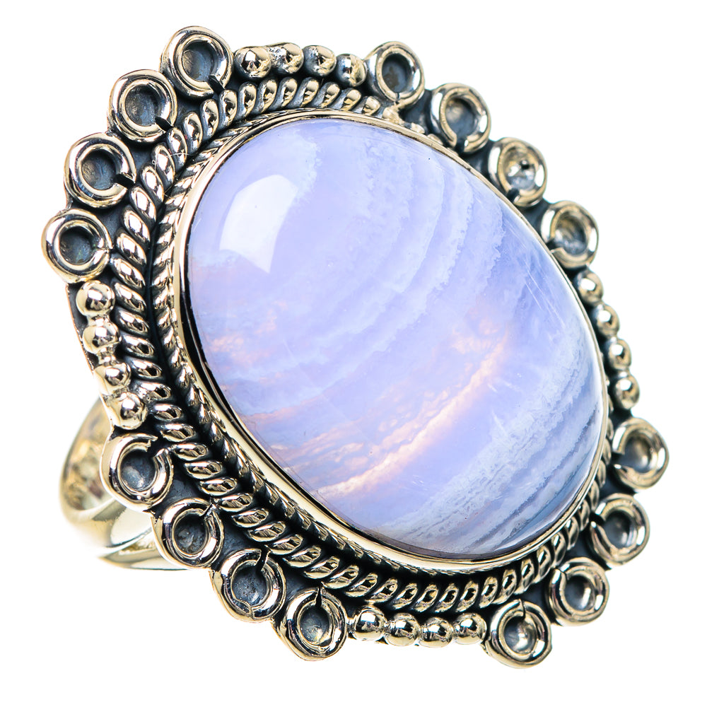 Blue Lace Agate Rings handcrafted by Ana Silver Co - RING94146