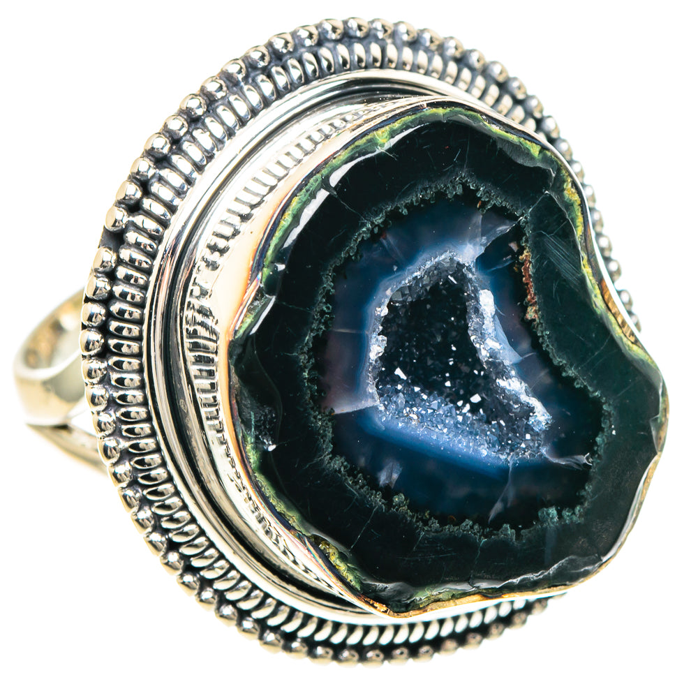 Coconut Druzy Geode Rings handcrafted by Ana Silver Co - RING94224