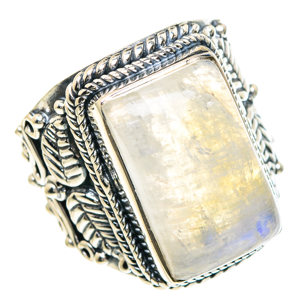 Rainbow Moonstone Rings handcrafted by Ana Silver Co - RING94231