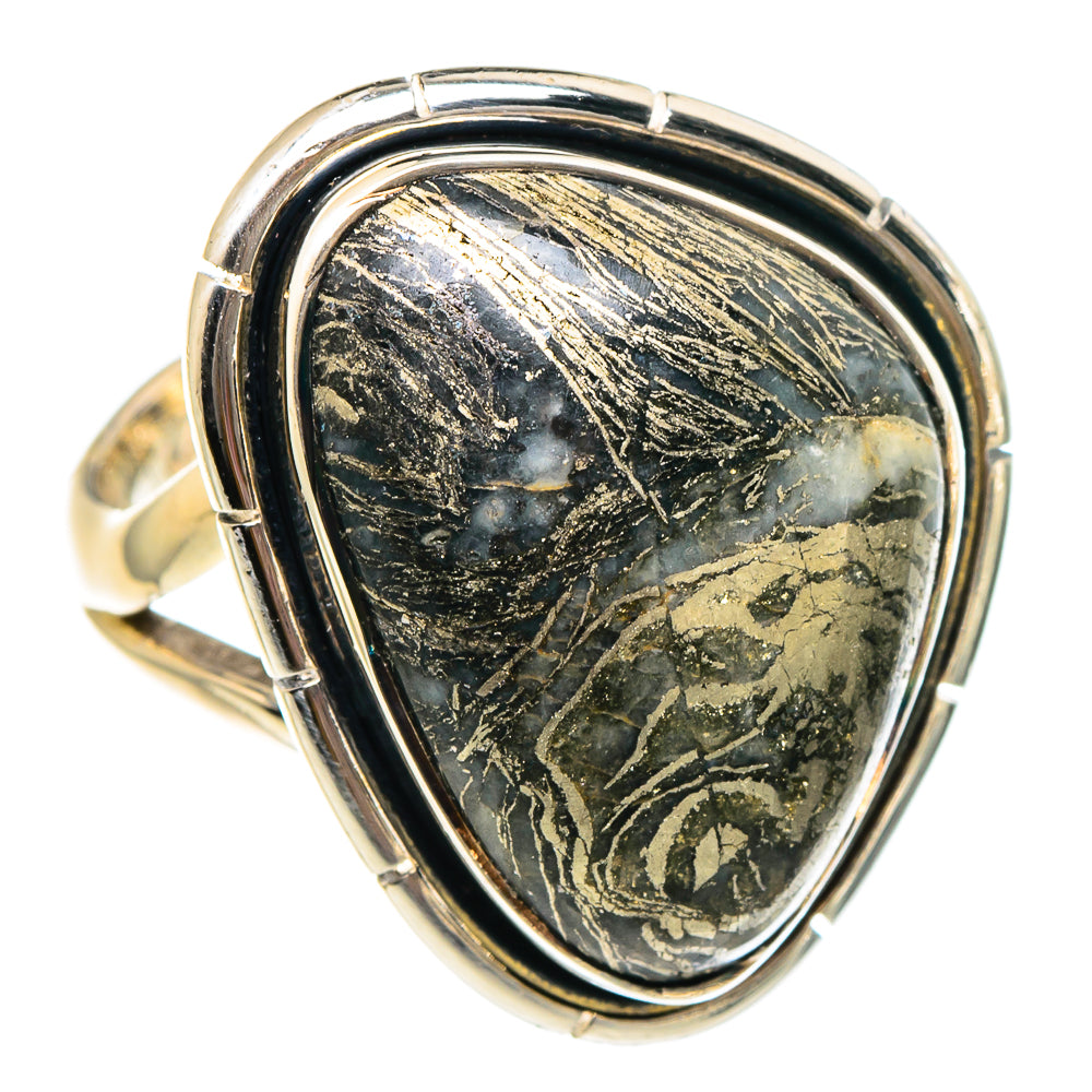 Pyrite Agate Rings handcrafted by Ana Silver Co - RING94321