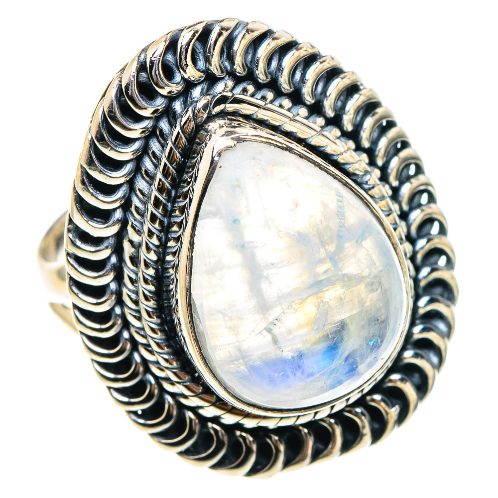 Rainbow Moonstone Rings handcrafted by Ana Silver Co - RING94387