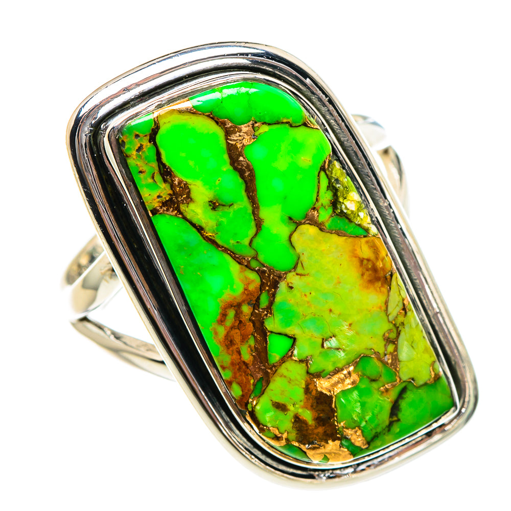 Green Copper Composite Turquoise Rings handcrafted by Ana Silver Co - RING94465
