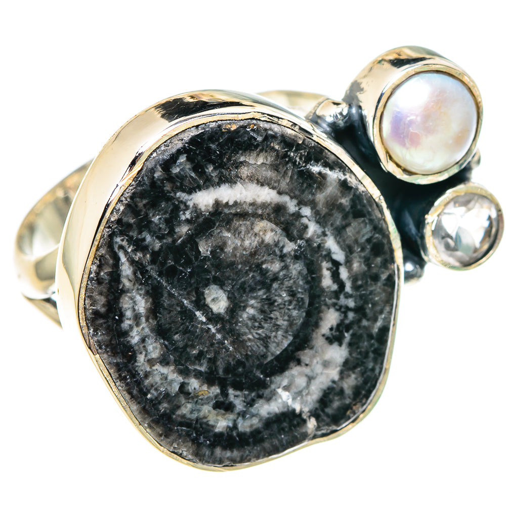 Goniatite Fossil Rings handcrafted by Ana Silver Co - RING94529