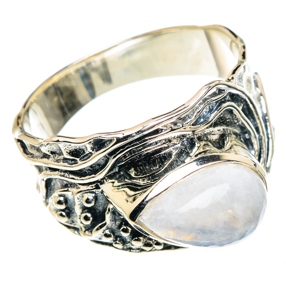 Rainbow Moonstone Rings handcrafted by Ana Silver Co - RING94598