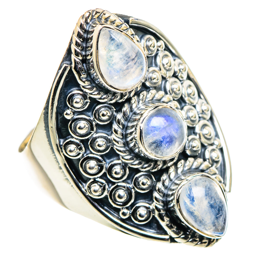 Rainbow Moonstone Rings handcrafted by Ana Silver Co - RING94693