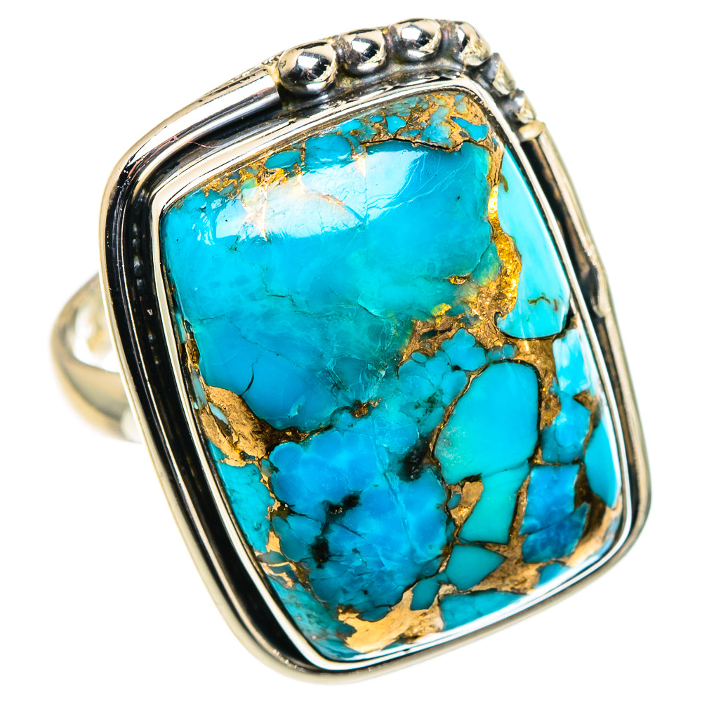 Blue Copper Composite Turquoise Rings handcrafted by Ana Silver Co - RING94701