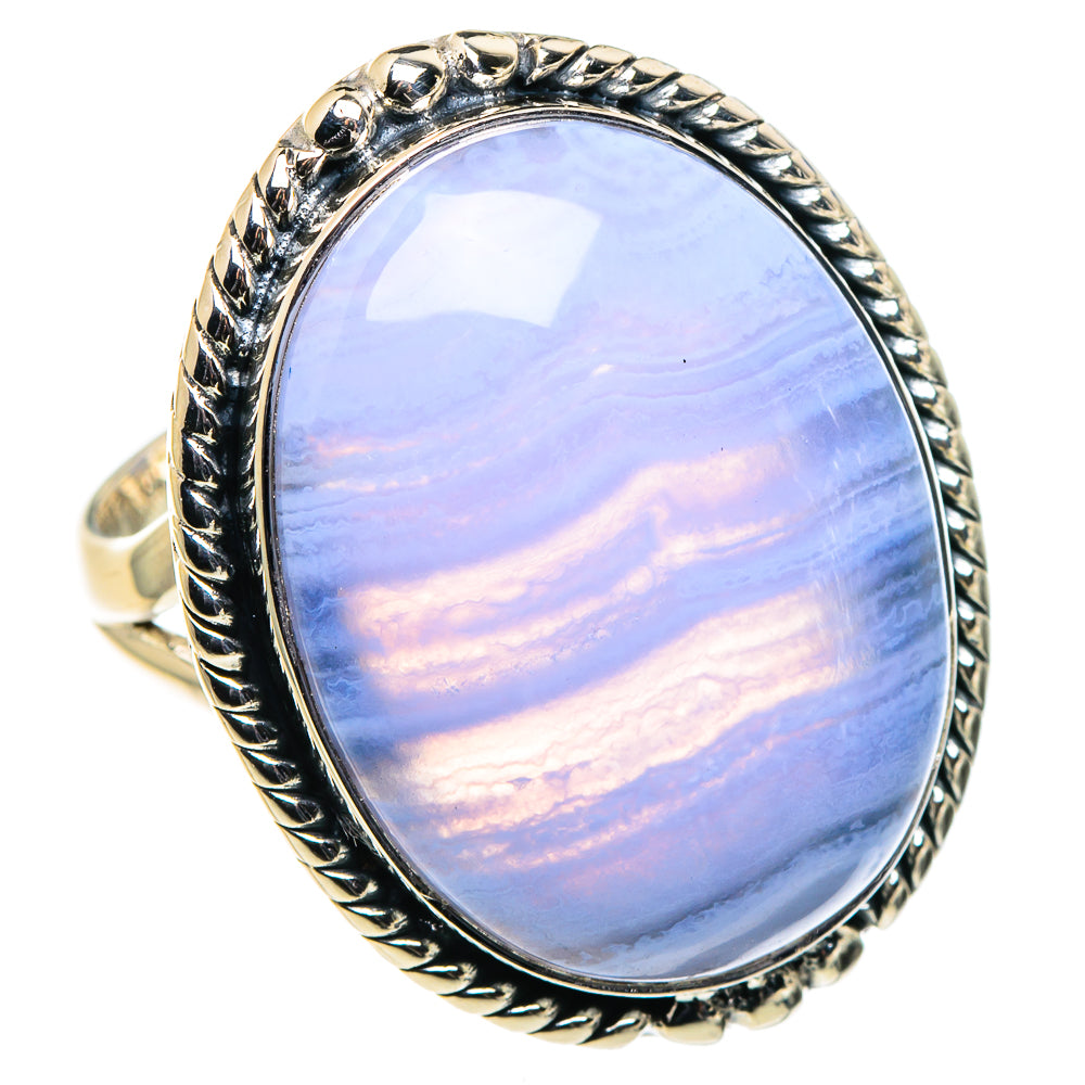 Blue Lace Agate Rings handcrafted by Ana Silver Co - RING94857