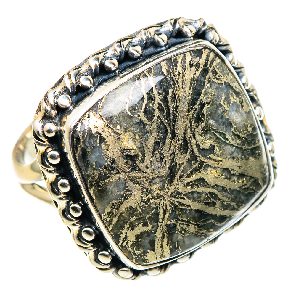 Pyrite Agate Rings handcrafted by Ana Silver Co - RING95182