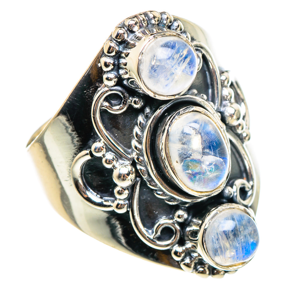 Rainbow Moonstone Rings handcrafted by Ana Silver Co - RING95231