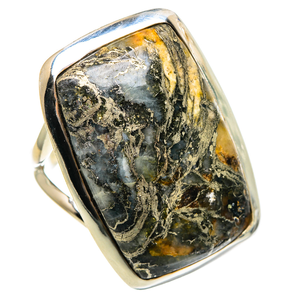 Pyrite Agate Rings handcrafted by Ana Silver Co - RING95329