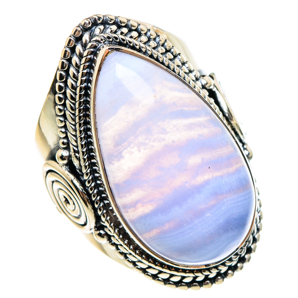 Blue Lace Agate Rings handcrafted by Ana Silver Co - RING95337