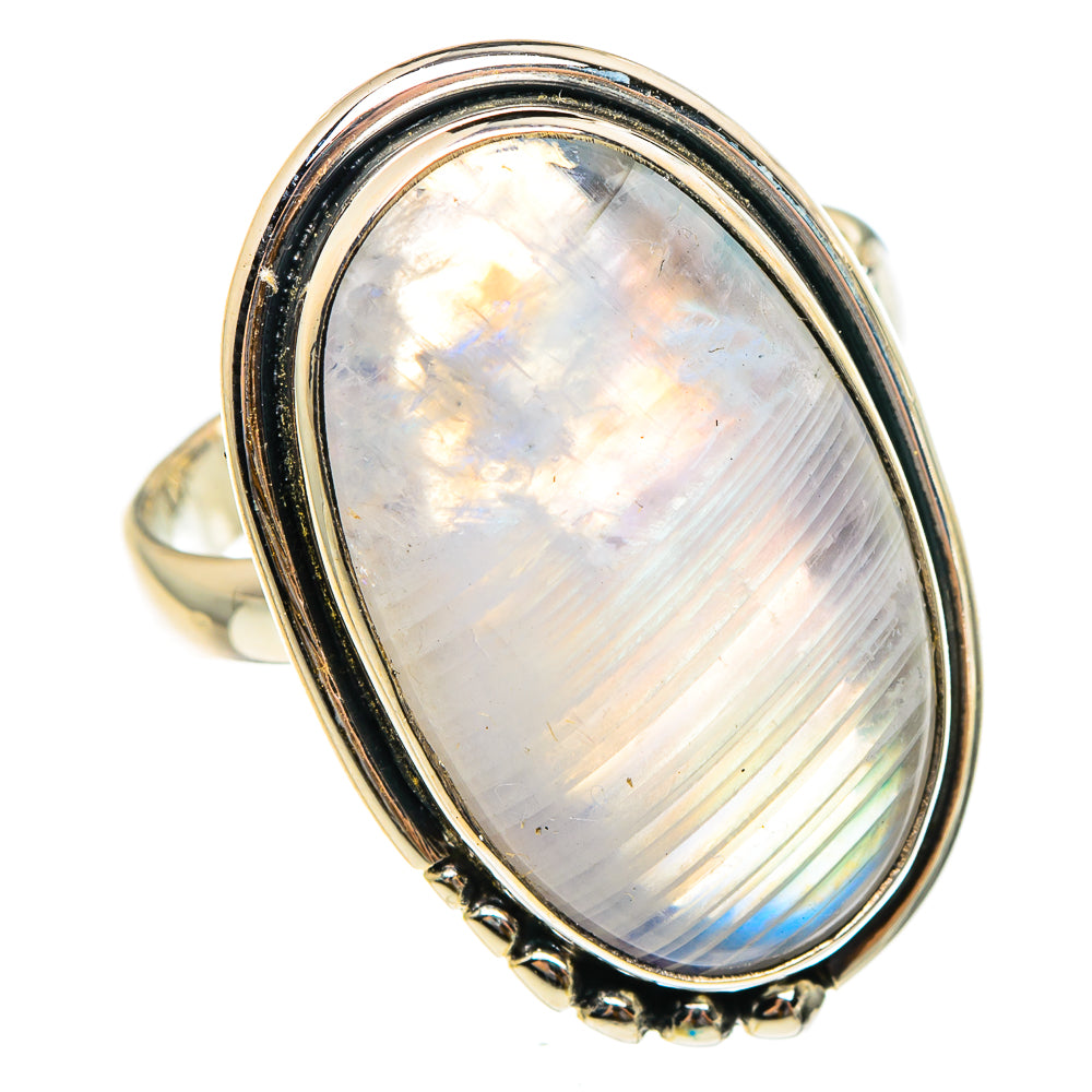 Rainbow Moonstone Rings handcrafted by Ana Silver Co - RING95492