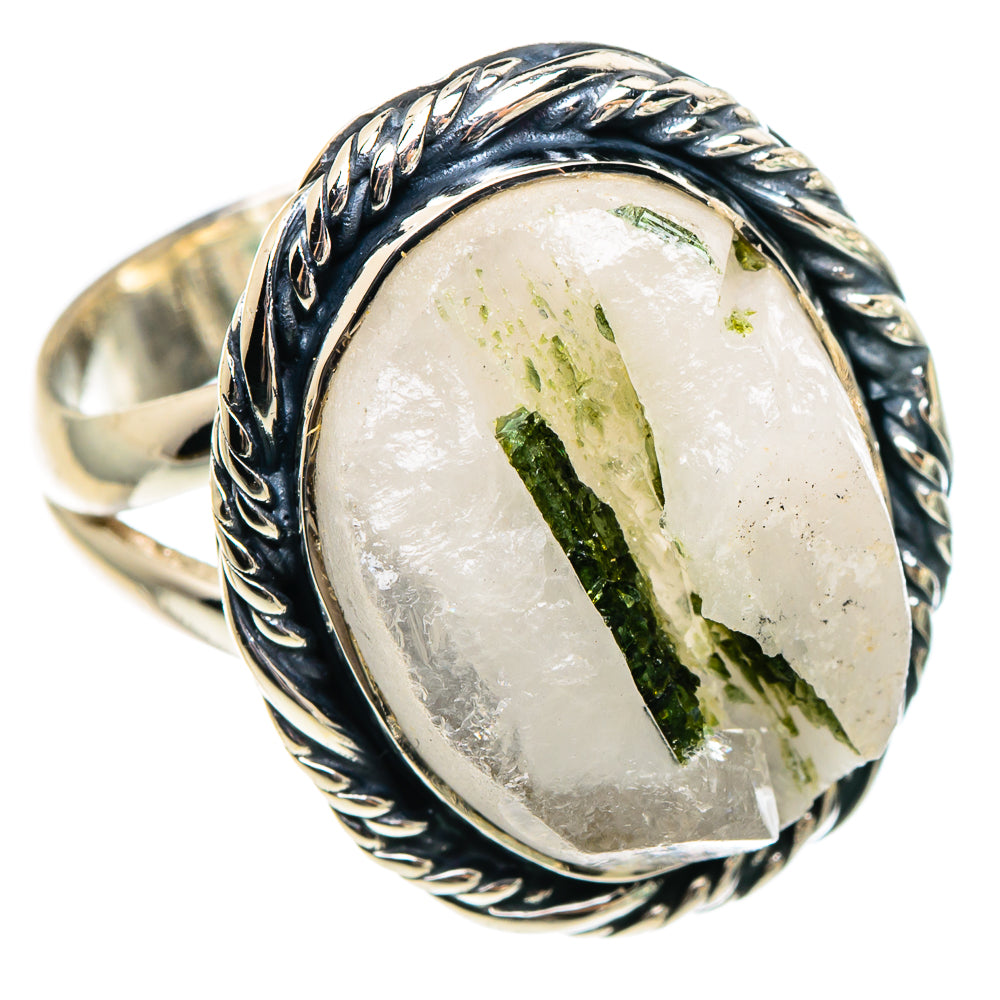 Green Tourmaline In Quartz Rings handcrafted by Ana Silver Co - RING95549