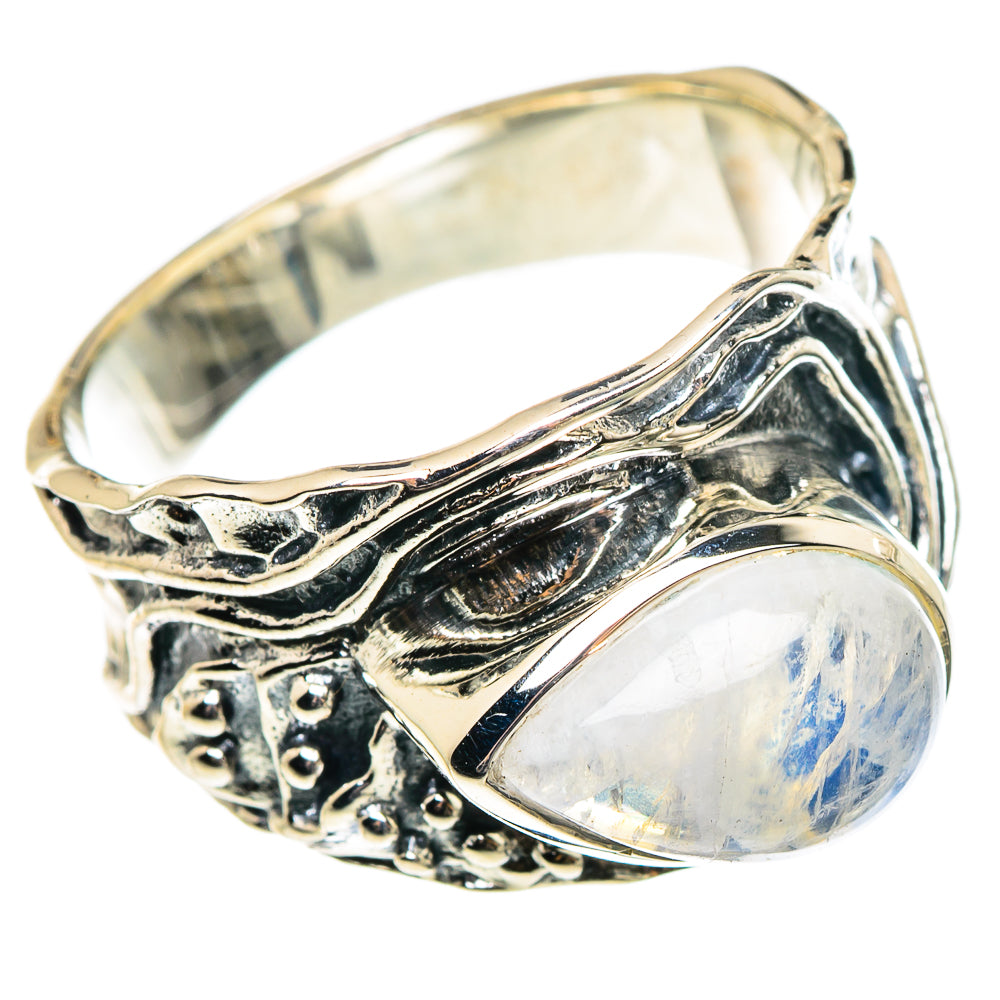 Rainbow Moonstone Rings handcrafted by Ana Silver Co - RING95573