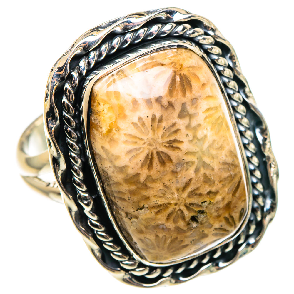 Fossil Coral Rings handcrafted by Ana Silver Co - RING95609