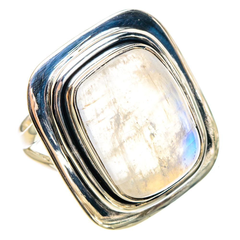 Rainbow Moonstone Rings handcrafted by Ana Silver Co - RING95783