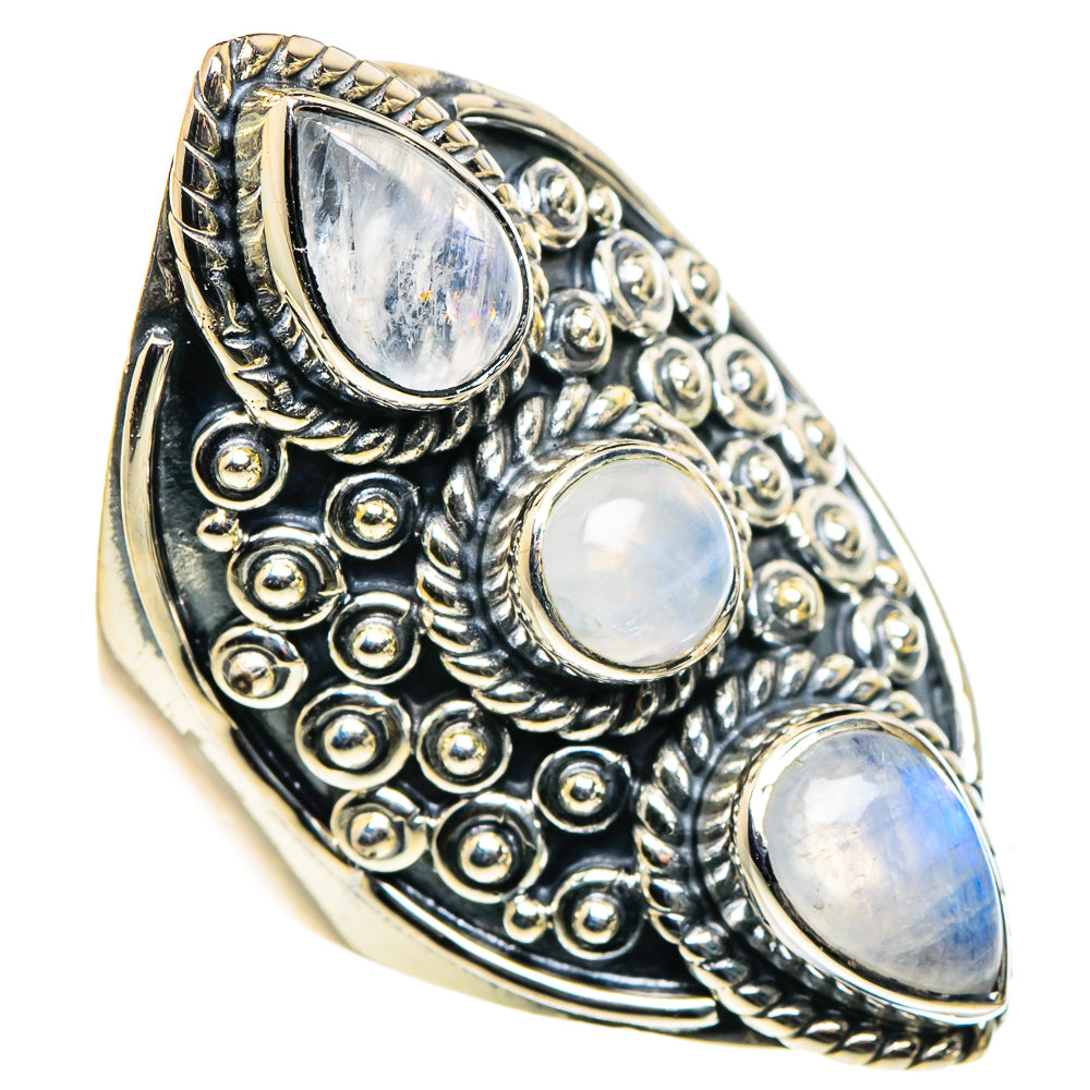 Rainbow Moonstone Rings handcrafted by Ana Silver Co - RING96103