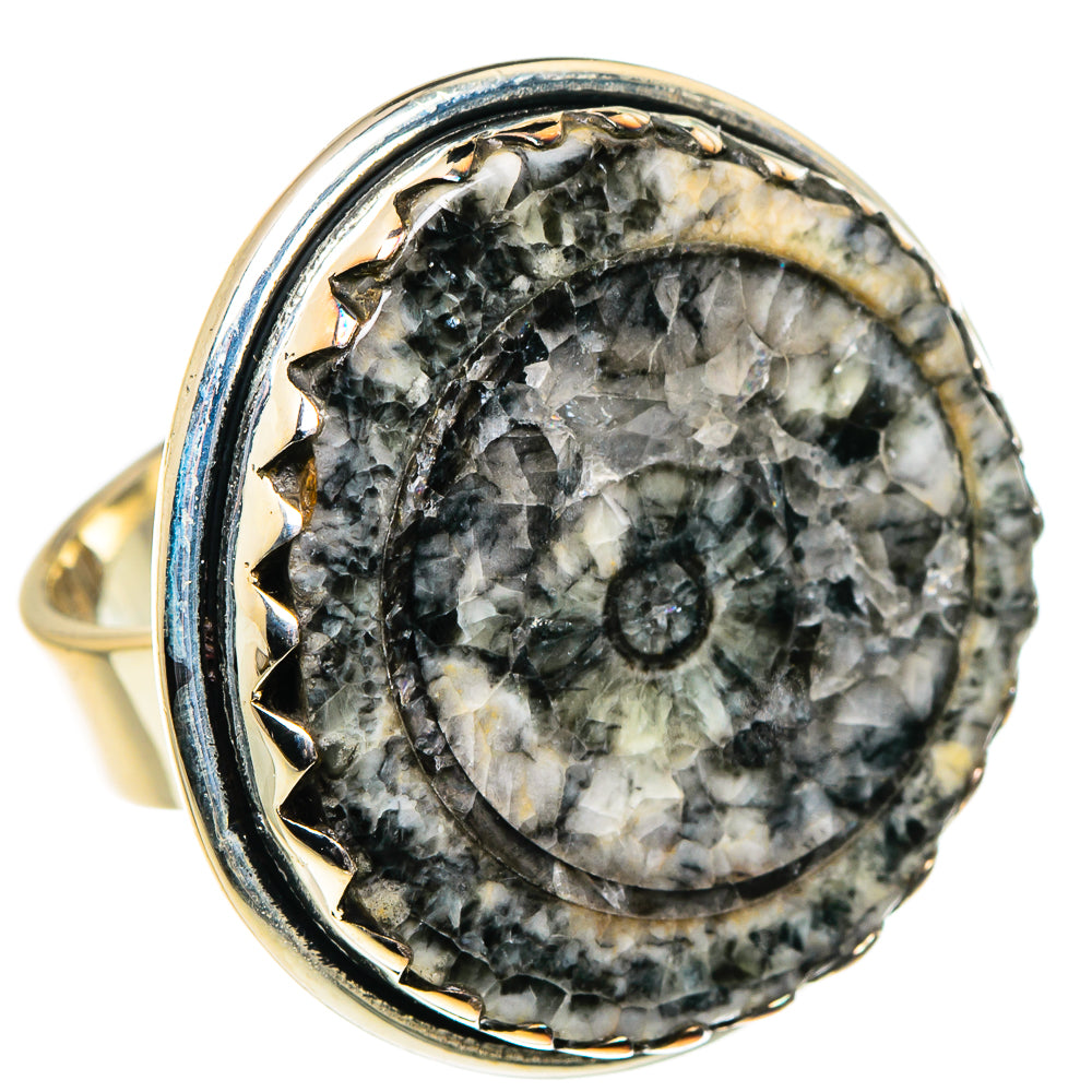Goniatite Fossil Rings handcrafted by Ana Silver Co - RING96286 - Photo 2