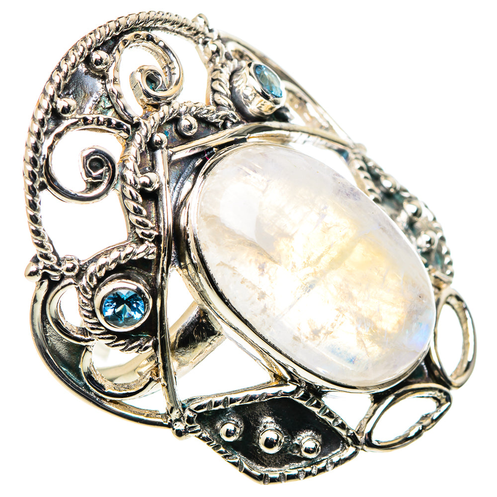 Rainbow Moonstone Rings handcrafted by Ana Silver Co - RING96377