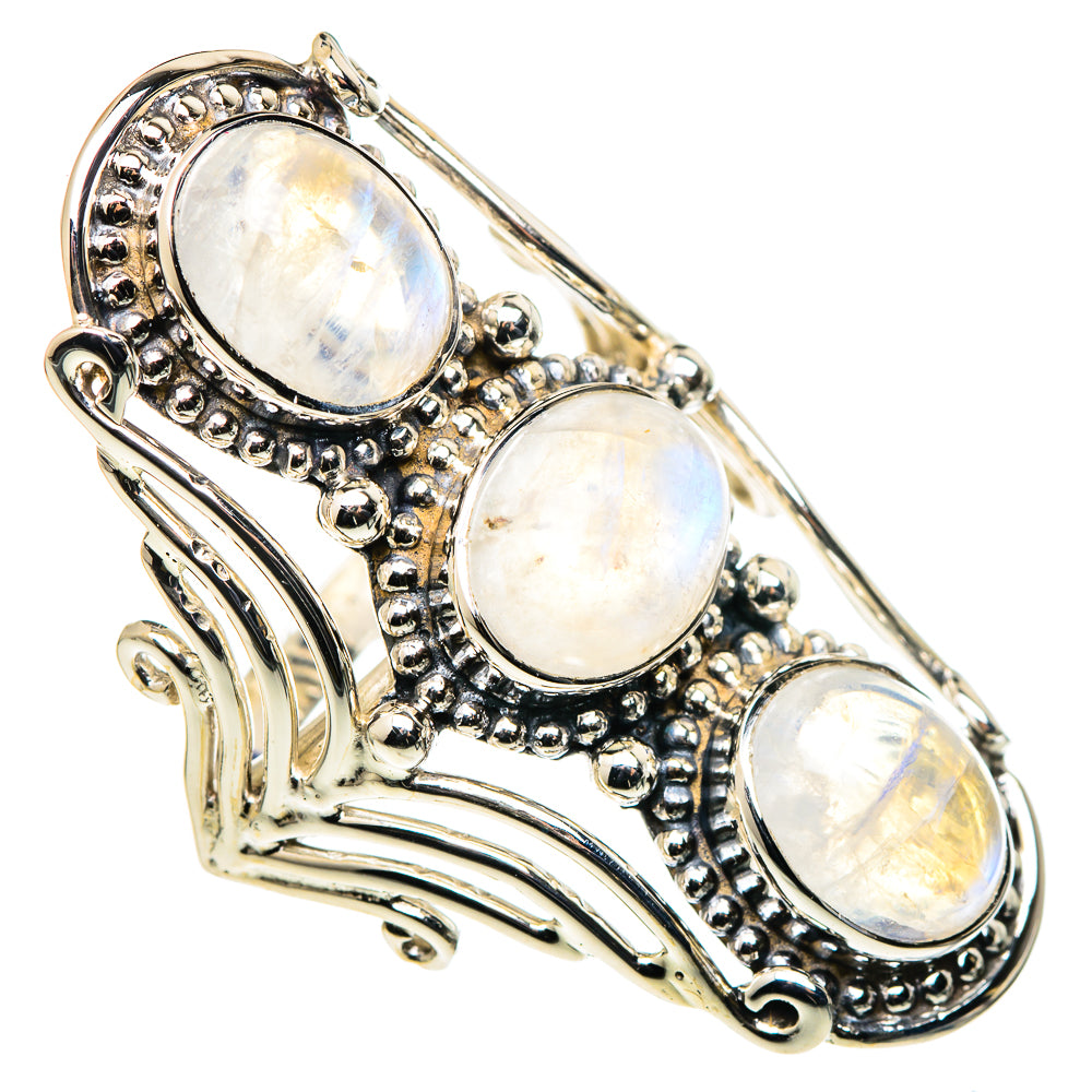 Rainbow Moonstone Rings handcrafted by Ana Silver Co - RING96378