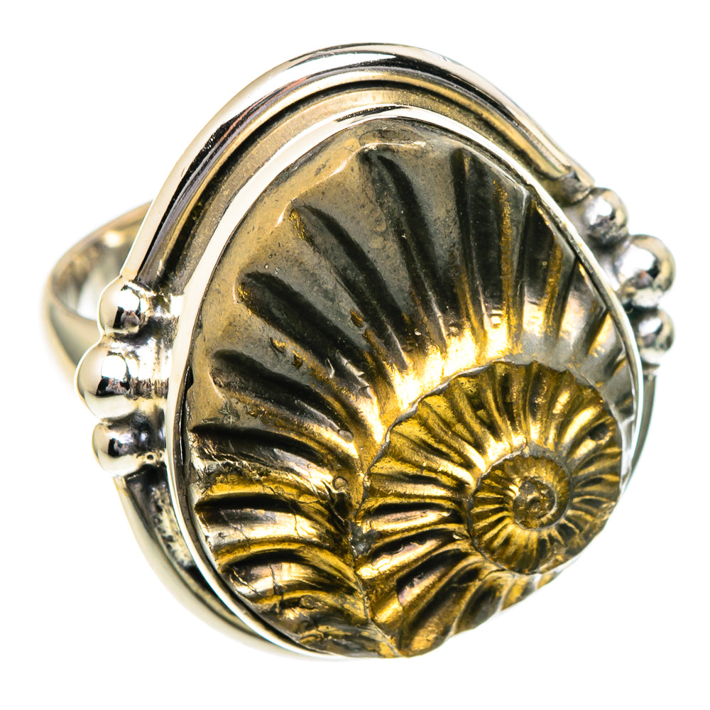 Pyrite Fossil Rings handcrafted by Ana Silver Co - RING96515