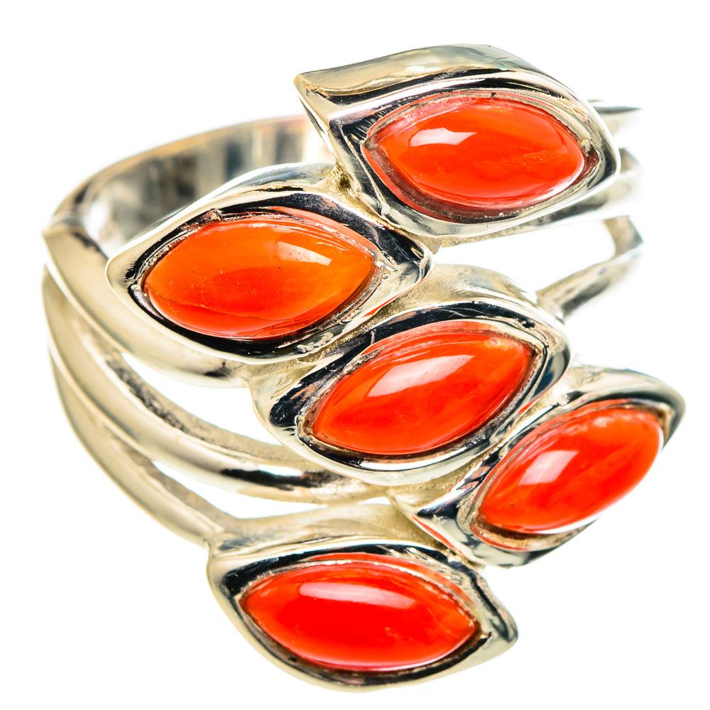 Mediterranean Red Coral Rings handcrafted by Ana Silver Co - RING96794