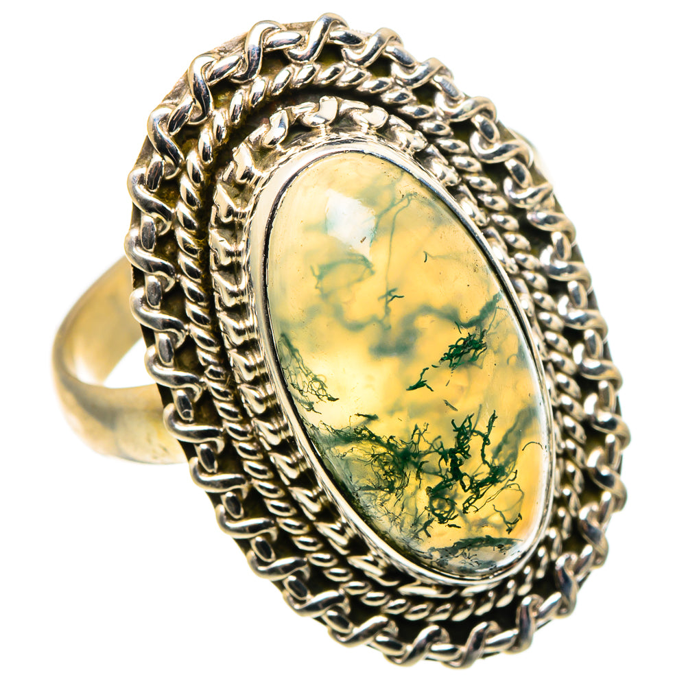 Green Moss Agate Rings handcrafted by Ana Silver Co - RING96907