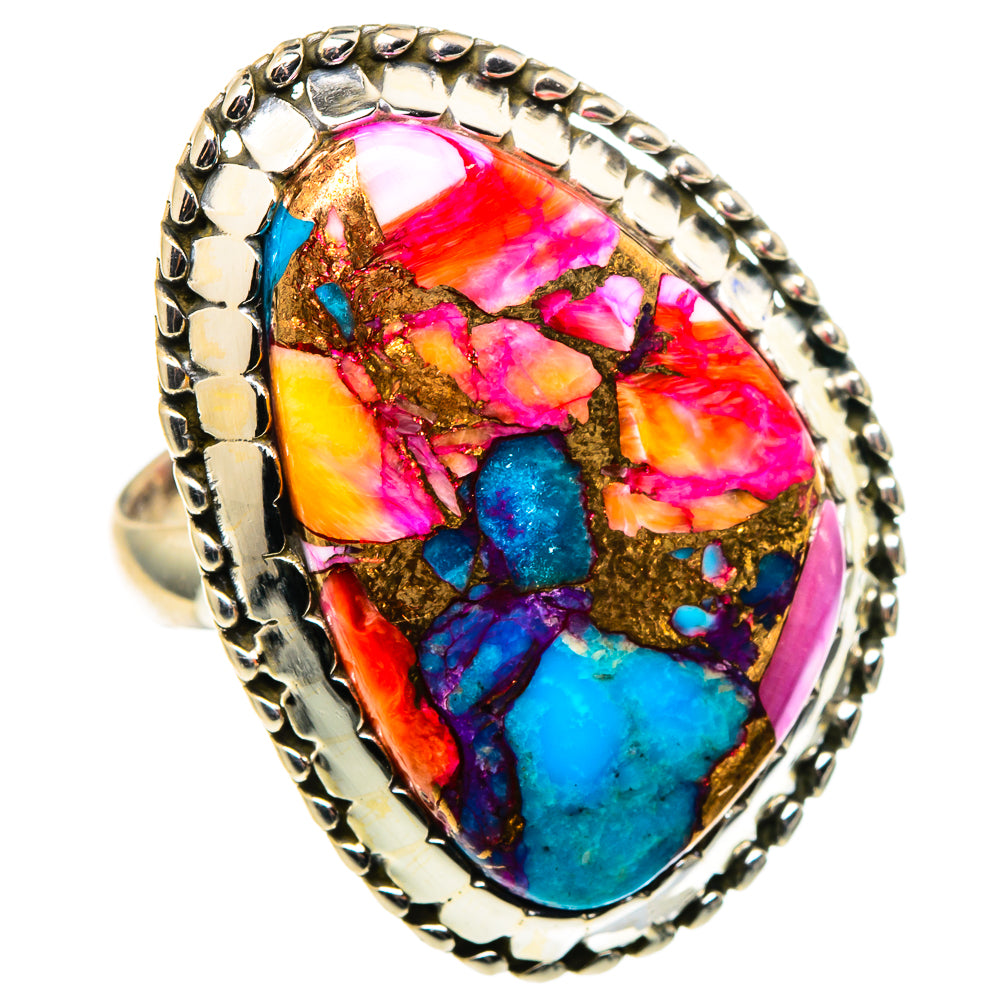 Kingman Pink Dahlia Turquoise Rings handcrafted by Ana Silver Co - RING96994
