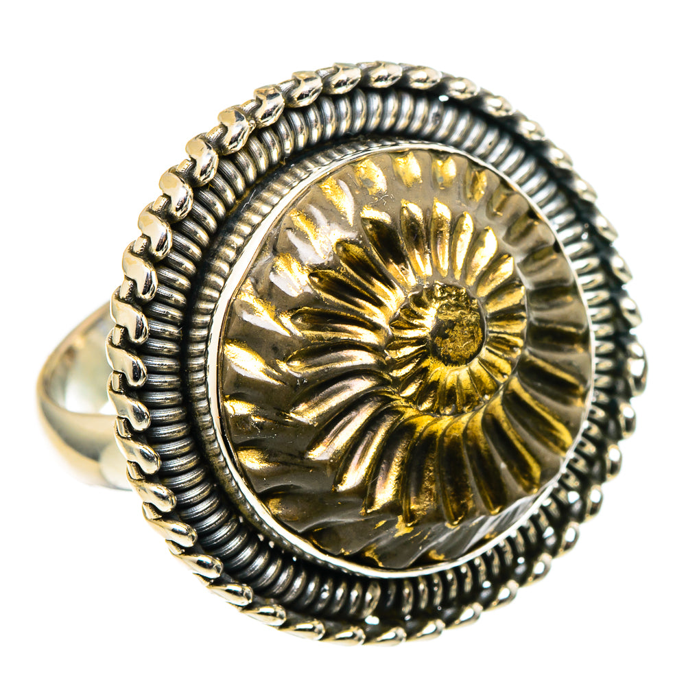 Pyrite Fossil Rings handcrafted by Ana Silver Co - RING97029